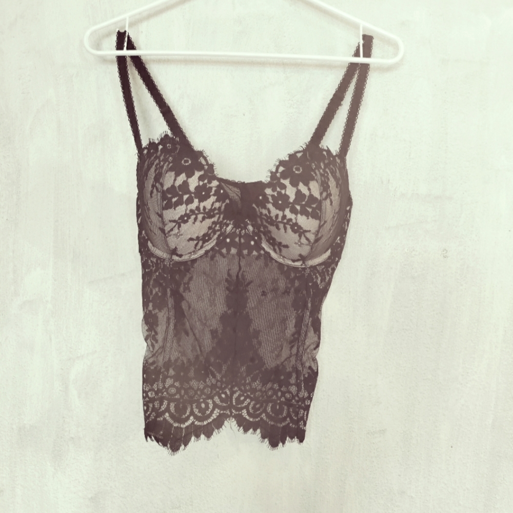 NWOT Victoria's secret black sheer bustier top